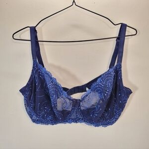 Volage Lingerie Blue Lace Embroidered Bra - Size 34G